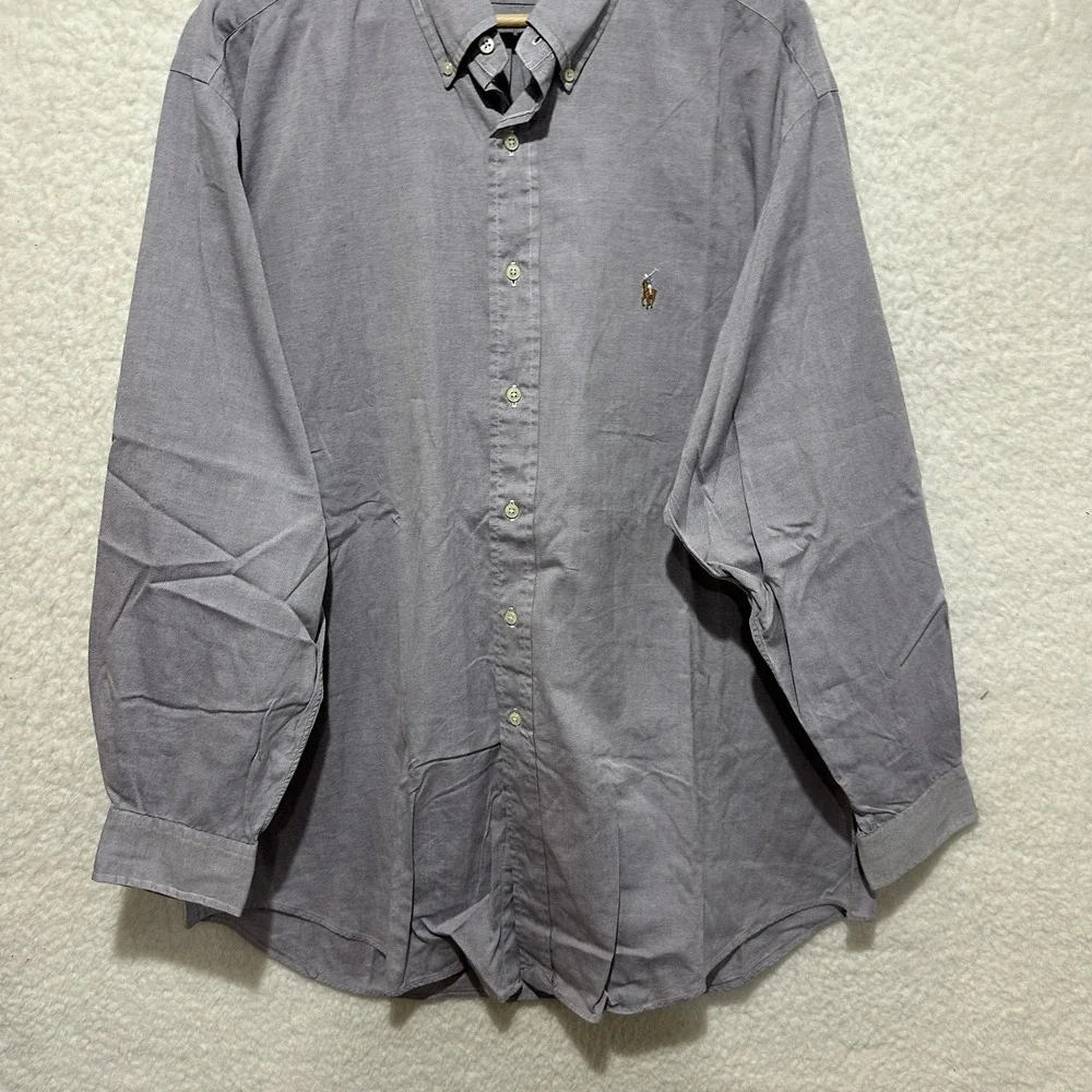 Polo Ralph Lauren Yarmouth Purple Button‎ Down Long Sleeve Shirt Size 17 34/35